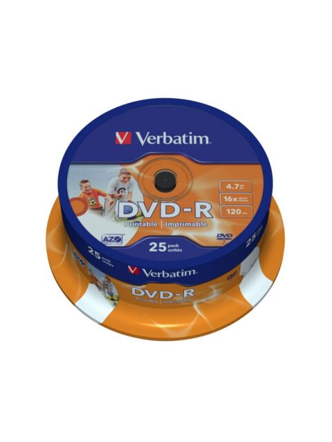DVD-R Verbatim #43538 4,7GB 16x, Spindle 25/1, Wide Inkjet Printable
