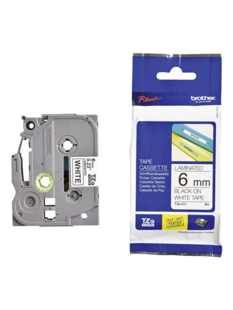 Vrpca Brother p-touch TZE211 6mm white/black