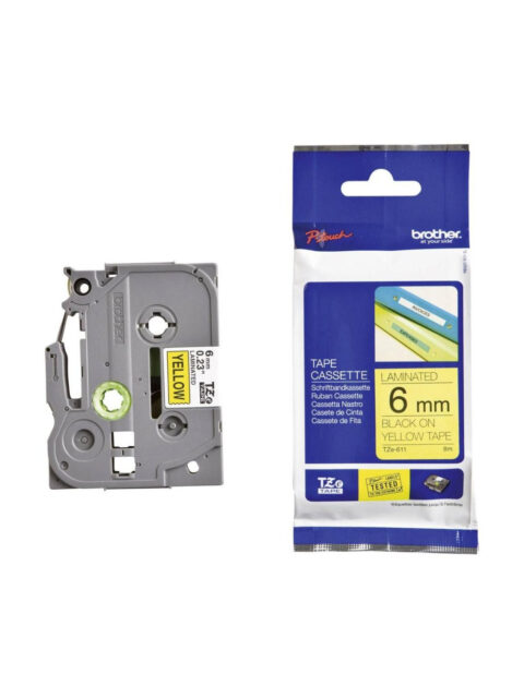 Vrpca Brother p-touch TZE611 6mm yellow/black
