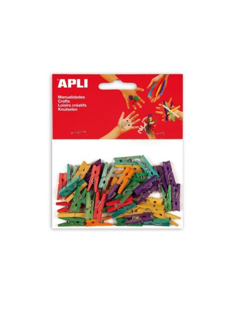 Štipaljke Apli 25x3mm mini drvene u boji 45/1 13479