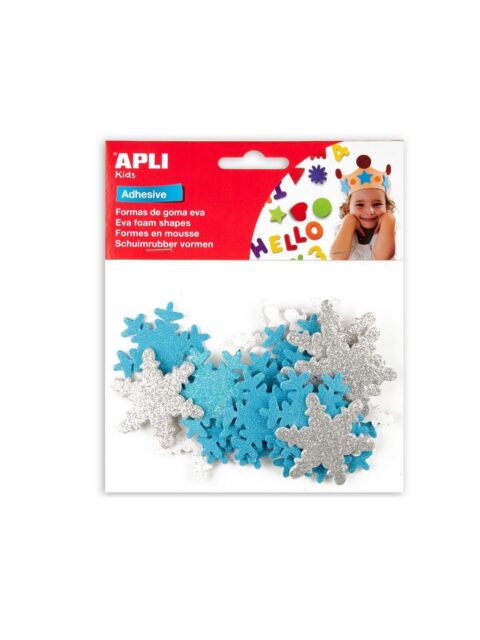 Naljepnice Apli gliter pahuljice srebrno-plave 22/1 13488