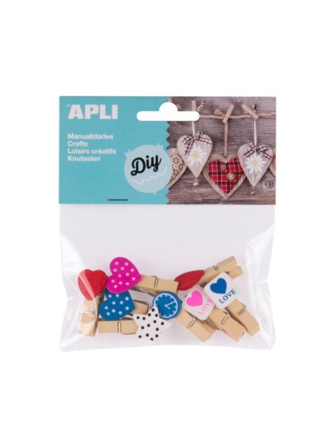 Štipaljke Apli 35x5mm mini drvene razni oblici 8/1 14784