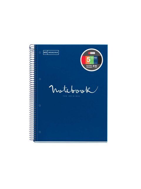 Kolegij blok Miquelrius A4 90g 120L spiralni crte Extra rigid cardboard emotions navy MR48552
