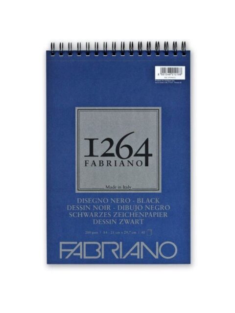 Blok Fabriano 1264 black drawing 21x29,7 (A4) 200g 40L spiralni top side 19100652
