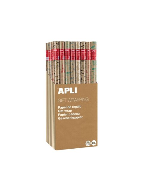 Ukrasni papir Apli 0,70x2m Kraft Fun u roli sortirano 60g (display 55/1) 18911
