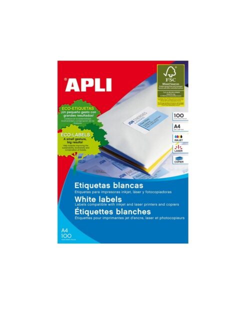 Naljepnica Apli 210x297mm bijela 100L 01281