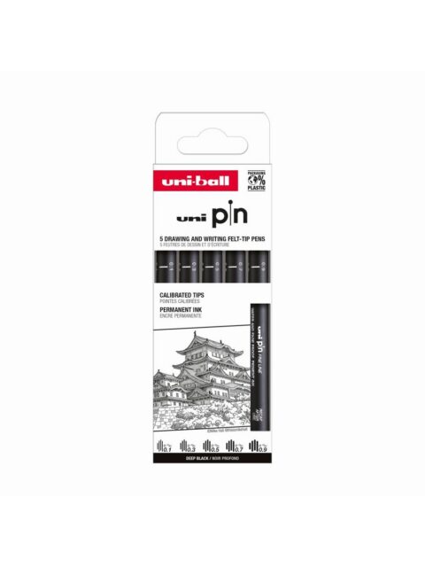 Marker Uni pin set Classic 0,1/0,3/0,5/0,7/0,9 mm crni 5/1