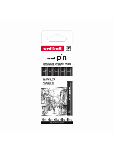 Marker Uni pin set Classic 0,2/0,4/0,6/0,8/1,0 mm crni 5/1