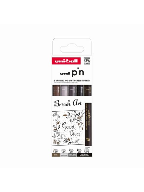 Marker Uni pin set Brush art crni EFB/BR, svijetlo sivi BR, tamno sivi BR, sepia BR 5/1