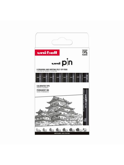 Marker Uni pin set Classic 0,03/0,1/0,3/0,5/0,7/0,9/1,2/BR mm crni 8/1