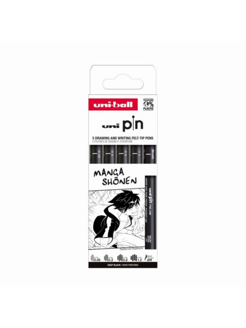 Marker Uni pin set Manga Shonen 0,05/0,3/0,8/1,2/BR mm crni 5/1
