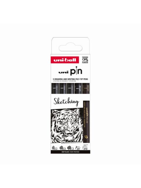 Marker Uni pin set Sketching 0,4/0,9/1,2/BR/EFB mm crni 5/1