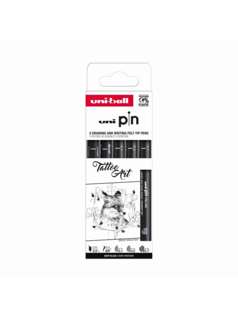 Marker Uni pin set Tattoo art 0,1/0,2/0,7/BR/CS3 mm crni 5/1
