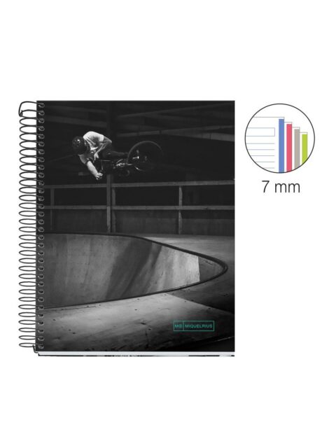 Kolegij blok Miquelrius A5 70g 140L spiralni crte Extra rigid cardboard lifestyle skate park MR4198
