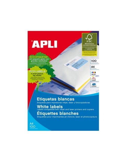 Naljepnica Apli 48,5x25,4mm bijela 100L 3129/1285