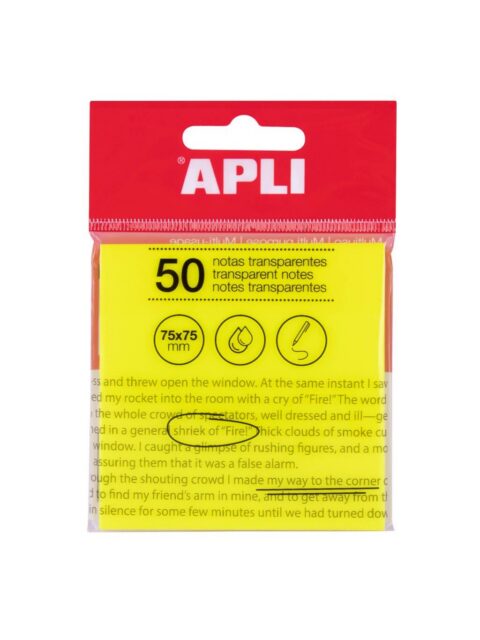 Blok Apli samoljepljivi 75x75mm žuti transparent 50L 19569