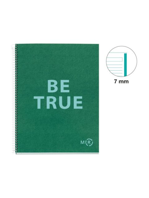 Kolegij blok Miquelrius A4 90g 80L spiralni crte Recycled cardboard be eco emerald MR46888