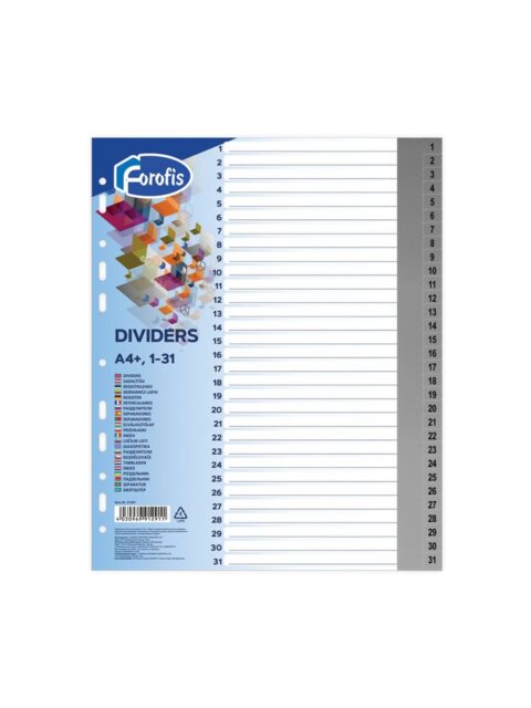 Pregrada plastična Forofis A4+ brojevi 1-31 siva PP 91291