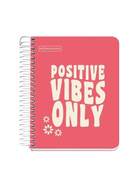 Kolegij blok Miquelrius A6 90g 100L spiralni crte Messages rigid cardboard coral MR4277