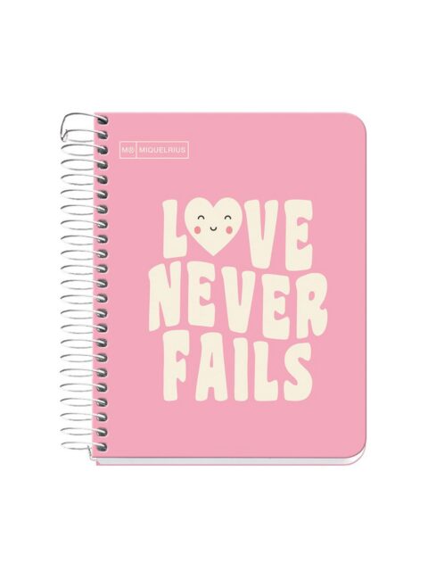 Kolegij blok Miquelrius A6 90g 100L spiralni crte Messages rigid cardboard pink MR4281