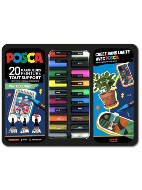 Marker Uni gift set Posca u metalnoj kutiji (mix pc-1m/ pc-3m/pc-5m) pop colours 20/1 302422187
