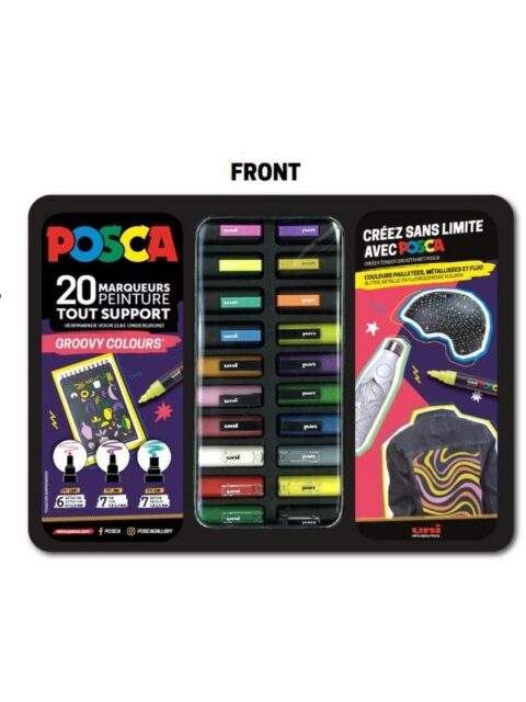 Marker Uni gift set Posca u metalnoj kutiji (mix pc-1m/ pc-3m/pc-5m) groovy colours 20/1 302422188