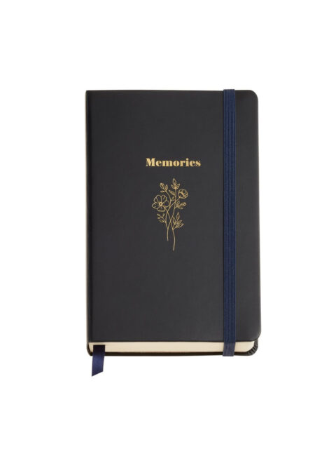 Dnevnik Miquelrius British Bouquet 90x140mm 100g čist crni s zlatnim natpisom MR8240