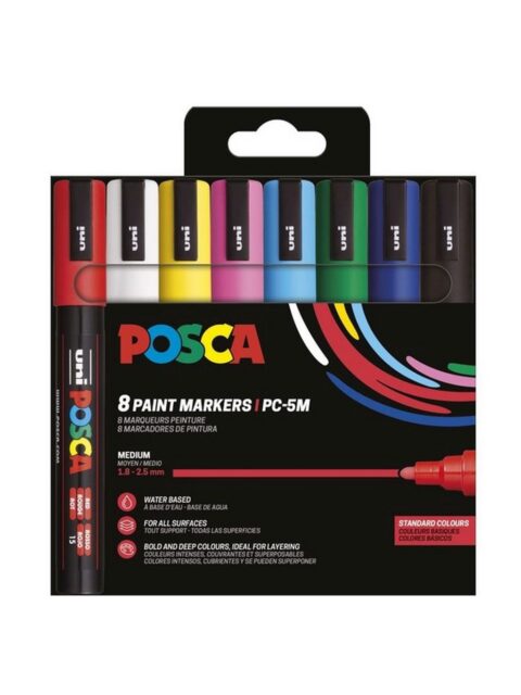 Uni pak marker Posca pc-5m sortirane boje 8/1 plastic free pakiranje