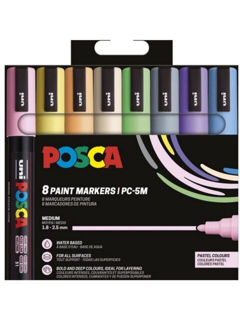 Uni pak marker Posca pc-5m pastelne boje 8/1 plastic free pakiranje