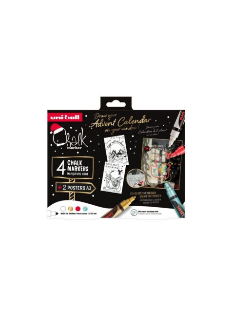 Marker Uni božićni gift set Chalk kreda marker (traditional) pwe-5m 4 kom + 2 šablone u kutiji (set 03) 4/1 302422407