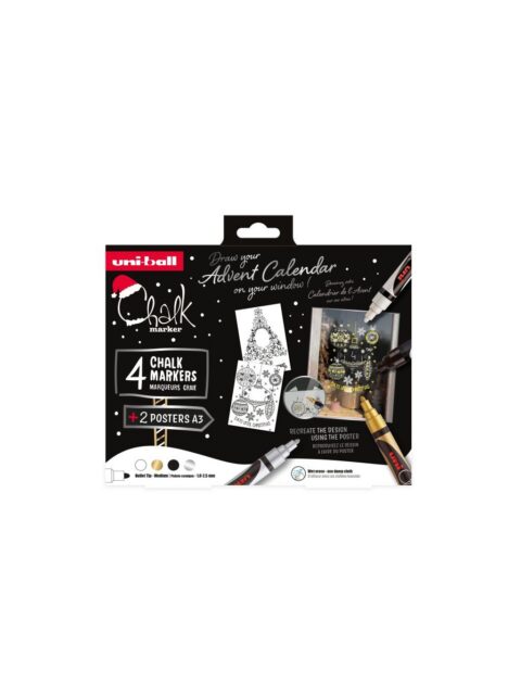 Marker Uni božićni gift set Chalk_kreda marker (elegant) pwe-5m 4 kom + 2 šablone u kutiji (set 04) 4/1 302422408