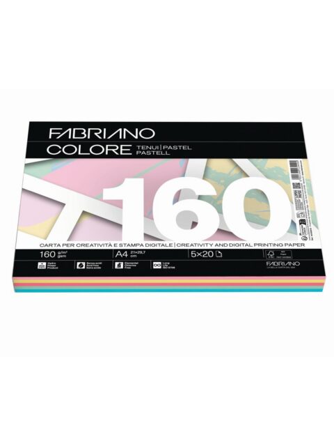 Papir Fabriano Colore A4/160g miješani pastel 100L 19100815