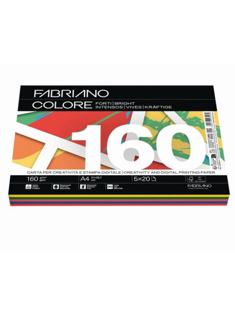 Papir Fabriano Colore A4/160g miješani tamni 100L 19100813