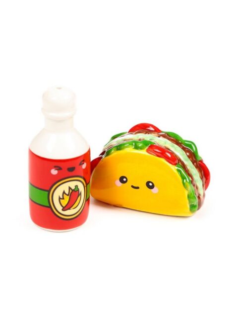 Keramički set za sol i papar Puckator Foodiemals Frida taco i ljuti umak SP111
