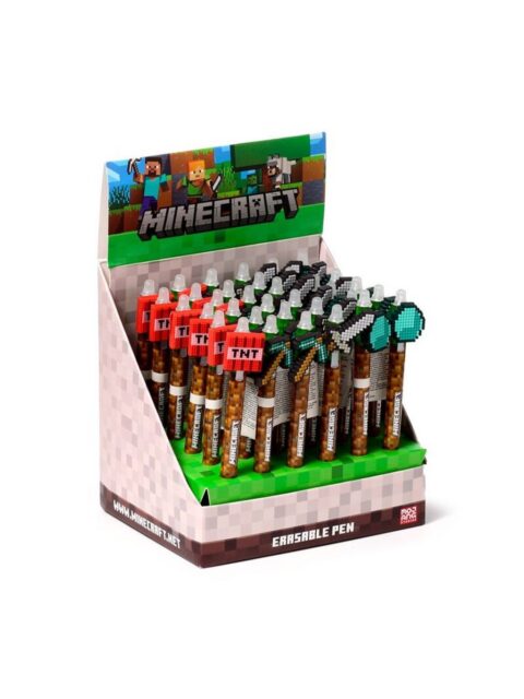 Kemijska olovka Puckator piši briši s Minecraft alatima silikonskim ukrasom sortirano 36/1 PEN275