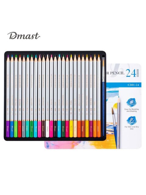 Umjetnički set Deli Dmast akvarelne olovke 3,0mm 24 kom u metalnoj kutiji EC301-24