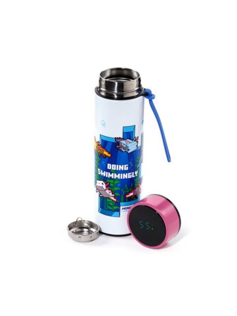 Termalna boca Puckator Minecraft Axolotl s digitalnim termometrom 450 ml BOT344
