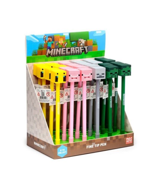 Kemijska olovka Puckator Minecraft s gumenim ukrasom (Pig/Bee/Zombie/Skeleton) sortirano 24/1 PEN254