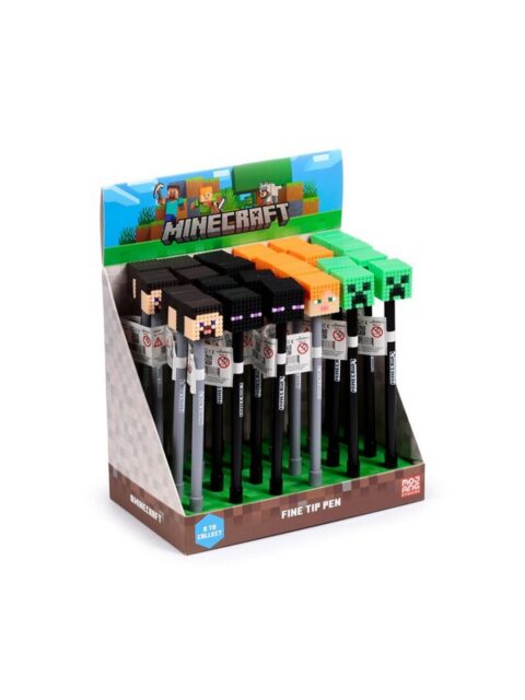 Kemijska olovka Puckator Minecraft s gumenim ukrasom (Alex/Steve/Creeper/Enderman) sortirano 24/1 PEN209