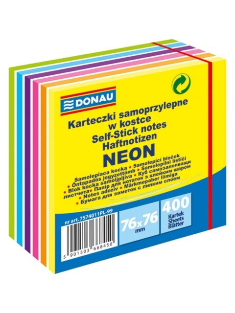 Blok samoljepljivi Donau 76x76mm 400L 6 mix neon boje 17708