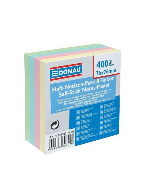 Blok samoljepljivi Donua 76x76mm 400L 4 pastel boje 27366