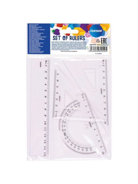 Set za geometriju (ravnalo 15cm, 2 kom trokuta, kutomjer) blister 4/1 80949