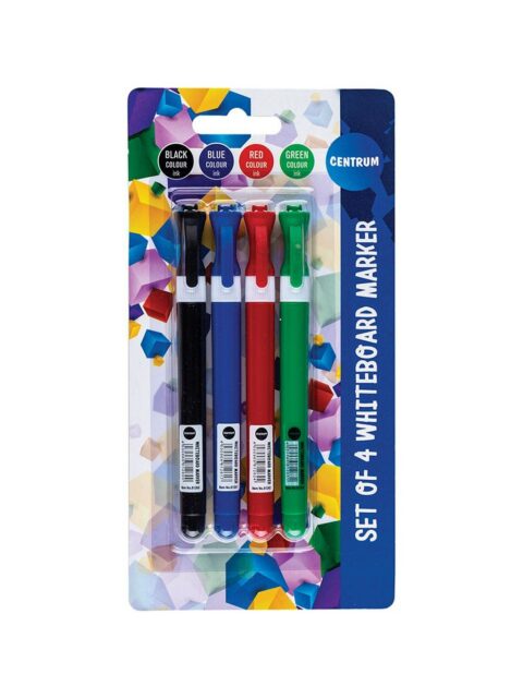 Set markera za bijelu ploču Centrum (crni, plavi, crveni, zeleni) 1-2mm 4 komada blister 4/1 81263