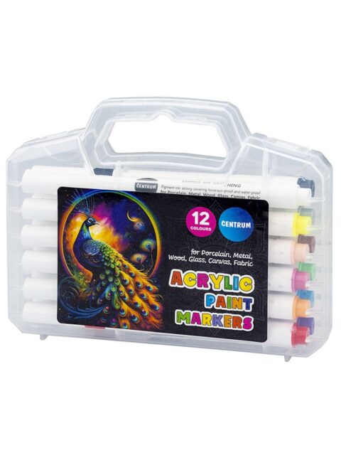 Markeri akrilni Centrum 12 boja 1-3mm u PVC kutiji 12/1 89783