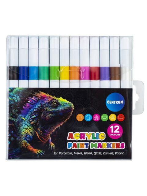 Markeri akrilni Centrum 12 boja 2-4mm u PVC vrećici 12/1 89789