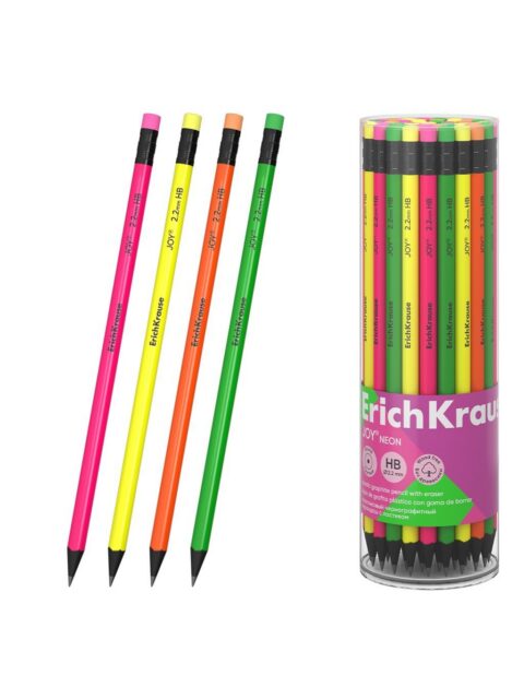 Olovka grafitna ErichKrause Joy HB sa gumicom neon okrugla sortirano 42/1