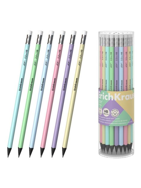 Olovka grafitna ErichKrause Pastel HB sa gumicom pastel okrugla sortirano 42/1