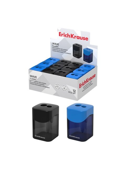 Šiljilo ErichKrause pvc dvostruko s posudicom Wave Classic sortirano 12/1