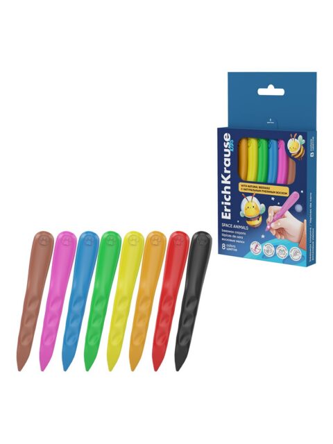 Boje voštane ErichKrause Kids Space Animals Bee Wax trokutaste ergonomske 8/1