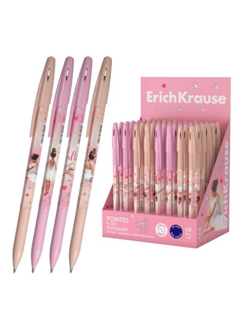 Kemijska olovka ErichKrause Stick&Grip Pointes R-301 (0.7) plavi ispis sortirano 48/1